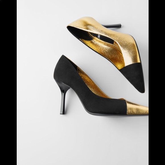Zara Shoes - 🖤 ZARA | Stunning leather golden shoes | ZARA